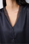 Penti Belle Saten Siyah Gömlek Pantolon Pijama Takımı - 4
