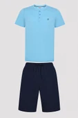 Penti Erkek Cosy Mavi Şort Pijama Takımı - 1