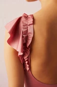 Penti Koyu Pembe Flore Fırfır Detaylı Mayo - 6