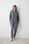 Penti Koyu Gri Waffle Koyu Gri Pantolon Pijama Takımı - 1