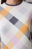 Penti Colorful Gingham Termal Çok Renkli Tişört Pijama Üstü - 3
