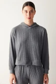 Penti Antrasit Kapşonlu Fitilli Yumuşak Sweatshirt - 1