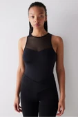 Penti Tül Detaylı Siyah Bodysuit - 1