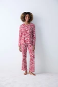 Penti Pamuklu Red Zebra Kırmızı Pantolon Pijama Takımı - 1
