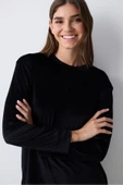 Penti Black Fuzzy Solid Siyah Pijama Üstü - 2