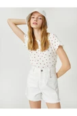 Koton Crop Tişört Kısa Kollu Yuvarlak Yaka Minimal Baskılı - 1