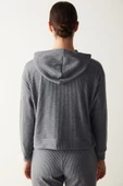 Penti Antrasit Kapşonlu Fitilli Yumuşak Sweatshirt - 4