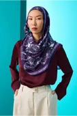Imannoor Uçurtma mürdüm parlak floş viskon şal - 4