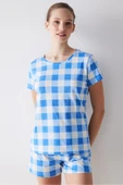 Penti Blue Gingham Şortlu Pijama Takımı - 1