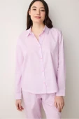 Penti Maya Gömlek Pantolon Çizgili Lila Pijama Takımı - 3