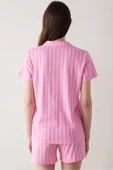 Penti Pink Strapless Gömlek Şort Pembe Pijama Takımı - 4