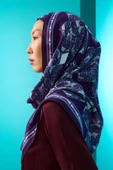 Imannoor Uçurtma mürdüm parlak floş viskon şal - 1