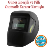 Otomatik Kararan Güneş Enerjili Pilli Baş Maskesi Siperlik Kartuşlu Kaynak Gözlüğü Düz Başlık - 1