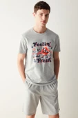 Penti Fresh Şortlu Gri Melanj Pijama Takımı - 3