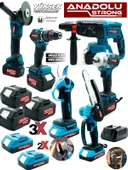 Anadolu Strong Kömürsüz 6'lı Set 5 Akülü Somun Sökme-Taşlama-Darbeli Vidalama-Dal Budama & Kademeli - 1