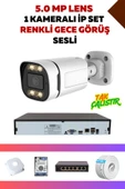 1 Kameralı Set - 5MP Sony Lensli 4.0 MP İp Gece Görüşlü Güvenlik Kamerası Sistemi - PBONMIR527 - 1
