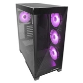 Rampage HYDRA V2 4*ARGB Fan+Hub Temperli Cam E-ATX Exclusive Siyah Oyuncu Kasası - 2