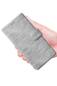 Apple iPhone 6 Plus - 6S Plus Uyumlu Kart ve Para Bölmeli Standlı Cüzdanlı Kılıf - Gri - 2