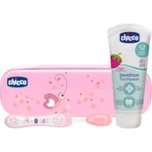 Chicco Diş Fırçası Seti 110 ( Fırça&Çilekli Macun&Kutu) Pembe - 1