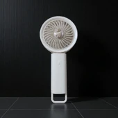 MİNİ EL FANI USB ŞARJLI 3 KADEMELİ MASA ÜSTÜ VANTİLATÖR KREM RENGİ VANTİLATÖR - 1