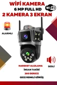 2 Kameralı 3 Ekranlı 6 MP Wifi Hareket Algılamalı Alarmlı Wifi Kamera Yapay Zeka Tak Çalıştır XBJHEMSGF83 thumbnail 1
