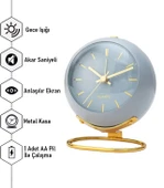 Valkyrie Akar Saniyeli Işıklı Metal Gold Dijital Masa Saati Alarmlı Mavi - 4
