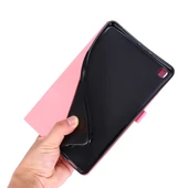 Samsung Galaxy Tab A 8.4 2020 Yatay Flip TPU Kumaş PU Deri Koruyucu Kılıf İsim Kartı Klipsli Gül Kurusu - 6