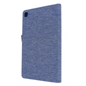 Samsung Galaxy Tab A 8.4 2020 Yatay Flip TPU Kumaş PU Deri Koruyucu Kılıf İsim Kartı Klipsli Koyu Mavi - 3