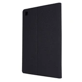 Samsung Galaxy Tab S6 Lite Yatay Flip TPU Kumaş PU Deri Koruyucu Kılıf Kartlık Siyah - 3