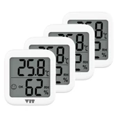 VIT 4'lü İç Mekan Dijital Isı ve Nem Ölçer Beyaz Termometre WVT17-03 - 1