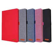 Samsung Galaxy Tab S6 Lite Yatay Flip TPU Kumaş PU Deri Koruyucu Kılıf Kartlık Siyah - 9