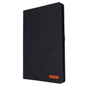 Samsung Galaxy Tab S6 Lite Yatay Flip TPU Kumaş PU Deri Koruyucu Kılıf Kartlık Siyah - 2