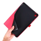Samsung Galaxy Tab S6 Lite Yatay Flip TPU Kumaş PU Deri Koruyucu Kılıf Kartlık Siyah - 8