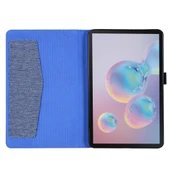 Samsung Galaxy Tab A 8.4 2020 Yatay Flip TPU Kumaş PU Deri Koruyucu Kılıf İsim Kartı Klipsli Koyu Mavi - 5