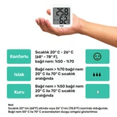 VIT 2'li İç Mekan Dijital Isı ve Nem Ölçer Beyaz Termometre WVT17-01 - 3