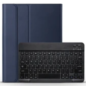 A11 Bluetooth 3.0 Ultra İnce ABS Çıkarılabilir Bluetooth Klavye Deri Tablet Kılıfı iPad Air 4 Air 5 Pro 11 inç 2018 2020 2021 2022 Koyu Mavi - 1