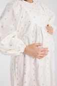 IŞŞIL 34548-Aplikeli Brode OverSize Hamile Giyim Elbise - 12