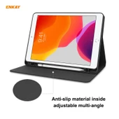 iPad 10.2 2019 2020 2021 Uyumlu ENKAY ENK 8023 İnek Dokulu PU Deri TPU Akıllı Kılıf Kalem Bölmeli Gökyüzü Mavisi - 3