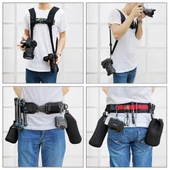 PULUZ 2'si 1 Arada Çok Fonksiyonlu Bel ve Çift Omuz Askısı Seti SLR DSLR Kameralar İçin - 7