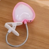 Mini Kalp Klipsli LED Kitap Lambası Pembe - 1