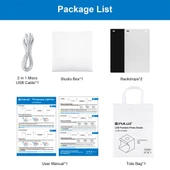 PULUZ 20cm Katlanabilir Taşınabilir Fotoğraf Stüdyosu Işıklı Çekim Çadırı 2 LED Panel 1100LM 2 Renk Fon (Siyah Beyaz) - 11
