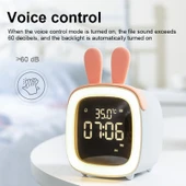 Gri Renkte Karikatür Geyik Şekilli Çocuk USB Şarjlı LED Alarm Saati - 8