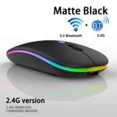 3 Tuşlu RGB Işıklı Sessiz Bluetooth Kablosuz Çift Modlu Mouse Gri - 4