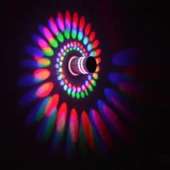 3W Modern İç Mekan Yaratıcı Spiral Yuvarlak Duvar Lambası Kırmızı Yeşil Mavi Renkli - 1
