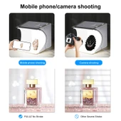 PULUZ 20cm Katlanabilir Taşınabilir Fotoğraf Stüdyosu Işıklı Çekim Çadırı 2 LED Panel 1100LM 2 Renk Fon (Siyah Beyaz) - 6