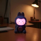 MASA ÜSTÜ VANTİLATÖR MİNİ TAVŞAN FAN VANTİLATÖR USB ŞARJLI IŞIKLI MAVİ PEMBE - 2