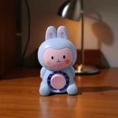 MASA ÜSTÜ VANTİLATÖR MİNİ TAVŞAN FAN VANTİLATÖR USB ŞARJLI IŞIKLI MAVİ PEMBE - 1