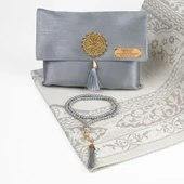 Seccade + Tesbih Hediye Seti (Şantuk Kese, Gri) - 1