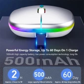 3 Tuşlu RGB Işıklı Sessiz Bluetooth Kablosuz Çift Modlu Mouse Rose Gold - 5