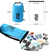 Outdoor Su Geçirmez Çift Omuzlu Kuru Çanta PVC Varil Çanta 20L Turuncu - 3